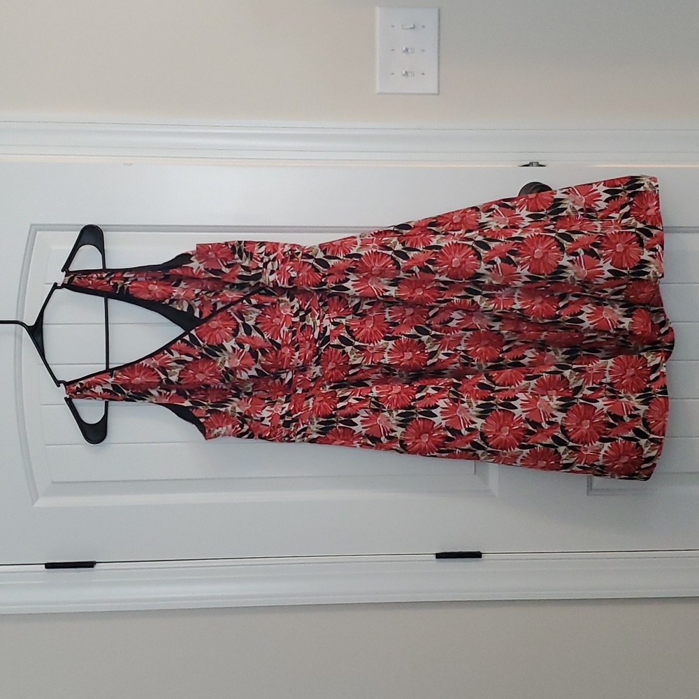 Fit and flare red bold flower dress 20W